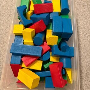 Like New Melissa & Doug Wooden Building Blocks Set Stacking Toys